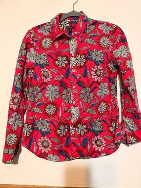Talbots Pink Floral Button-Down Shirt